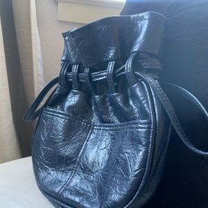 Navy leather clutch